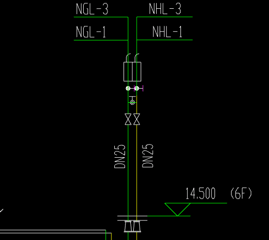 这6层有个变径DN25变DN20的怎么设置立管的标高
