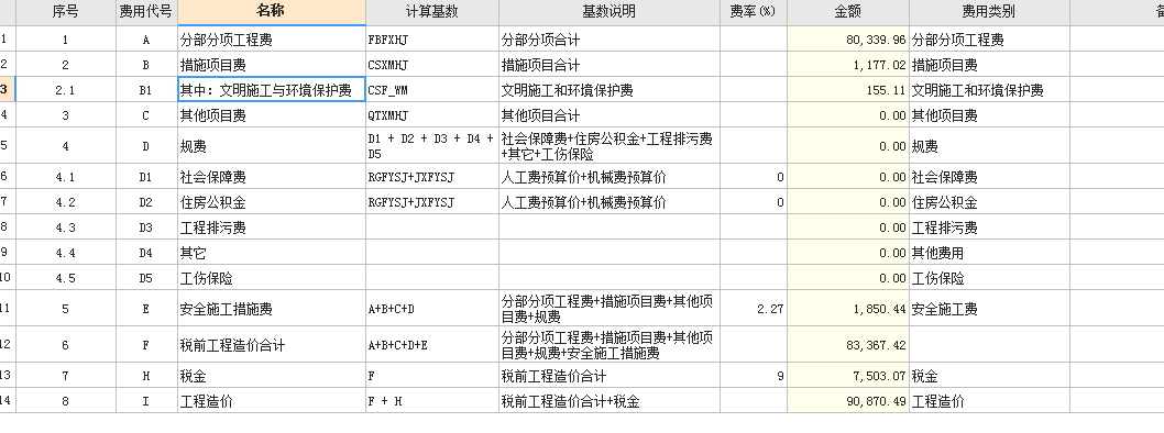 你好，这个就是这个是辽宁这边的一个费用汇总界面啊，然后我现在比如说要和在合同里面写着安全文明施工费，这个是不是应该是这个文明施工与环境保护费加上这个安全施工措施费 是这两个相加吗？