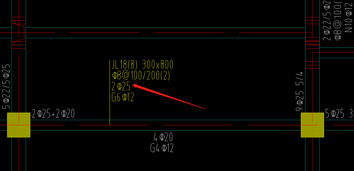 这样的集中标注 2c25是基础梁上部配筋吗