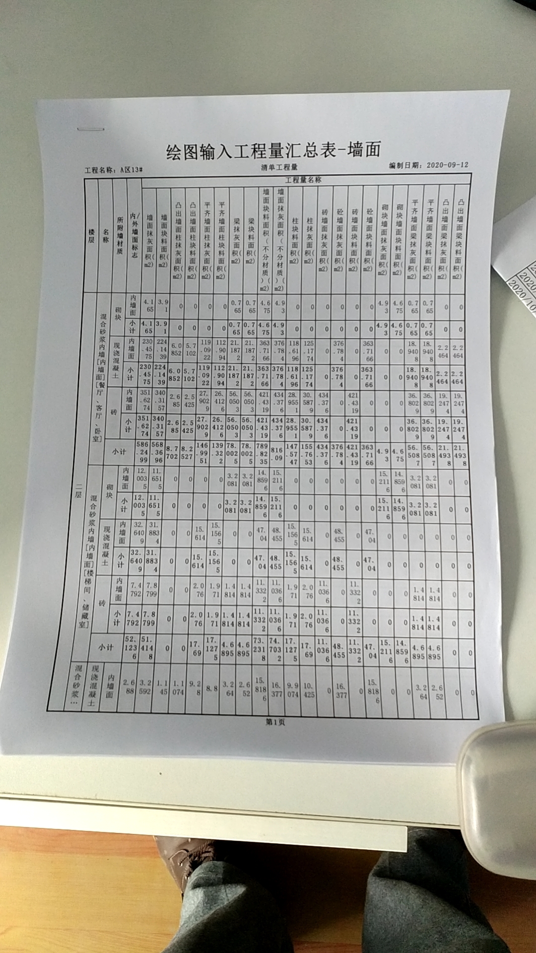 Gtj2018墻面抹灰工程量匯總有二十多列,，不知內(nèi)墻抹灰工程量要看那一列。