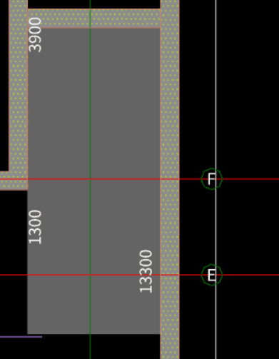 就是这板我要画到e轴向下1350mm，现在没到，不知道怎么调整？