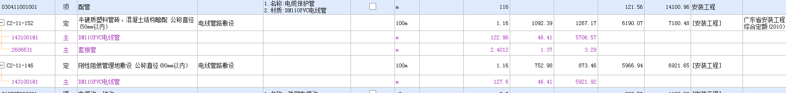 老师这个pvc110电线管套哪个定额
