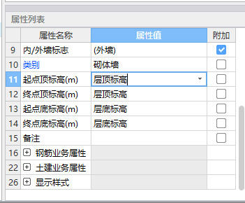 请问墙为什么有两组顶标高和底标高？
这两组标高是什么？
