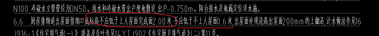  烟道这块说明上说 不低于上人屋面2m不上人屋面0.6m  在这个平面图显示周边是砌体 砌体洞口高度是不是 和板顶平齐
