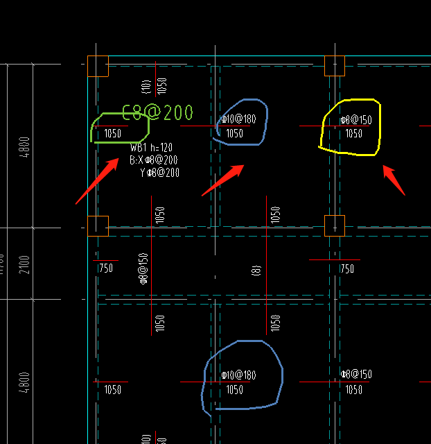 请问红色标注这3个都是板负筋吗？是不是要新建3个尺寸的板负筋？