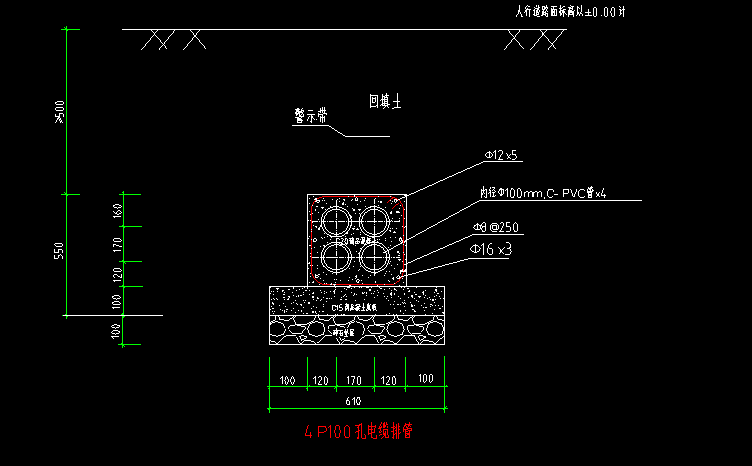 老师像这个第一个图除了B中间的位置，其他井室中间都需要回填么，如果回填要扣除电缆管B是扣除第四个图的上面管道外包裹C商品混凝土的面积么。还有老师B电缆管就是第二图那个截面是什么看不懂